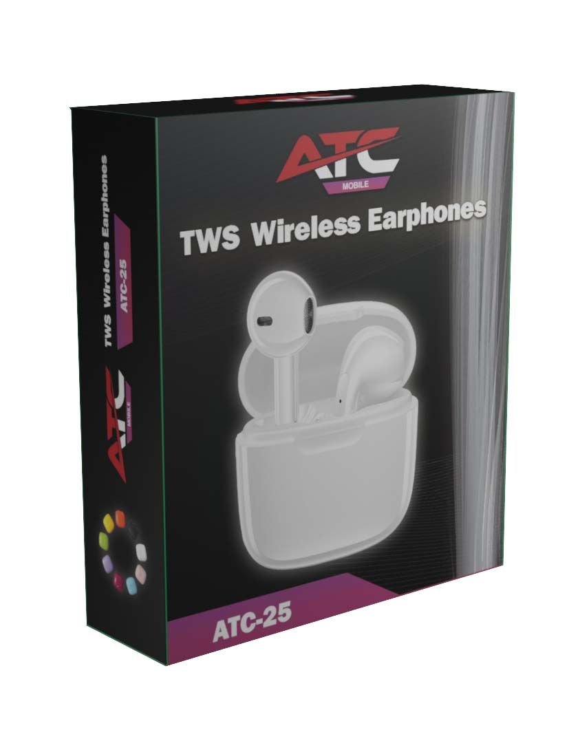 ATC-25 TWS Wireless Earphone White - Image 2