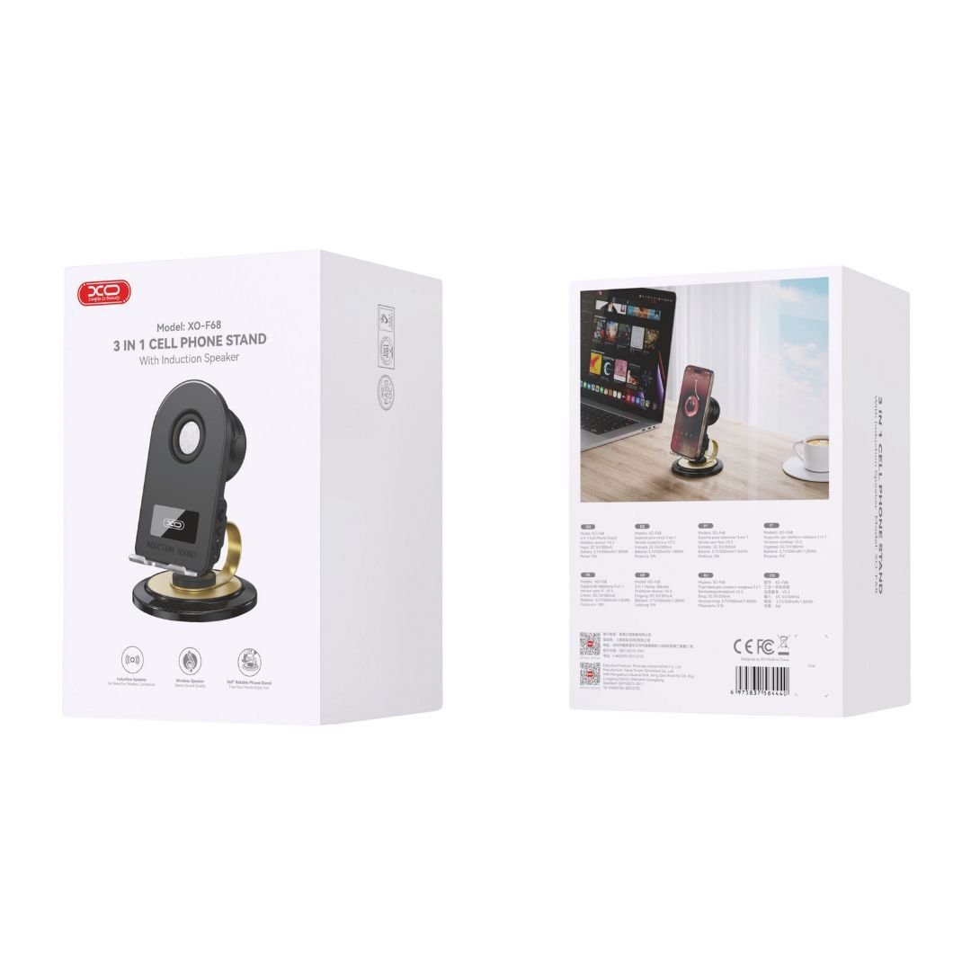 XO F68 Βάση Κινητού με Ηχείο Bluetooth & Επαγωγικό - Image 2