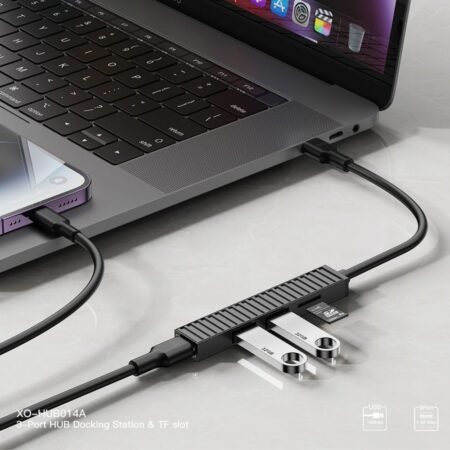 XO HUB014A Plastic portable 4 in 1 docking station (Micro to USB3.0+USB2.0 * 2+TF)