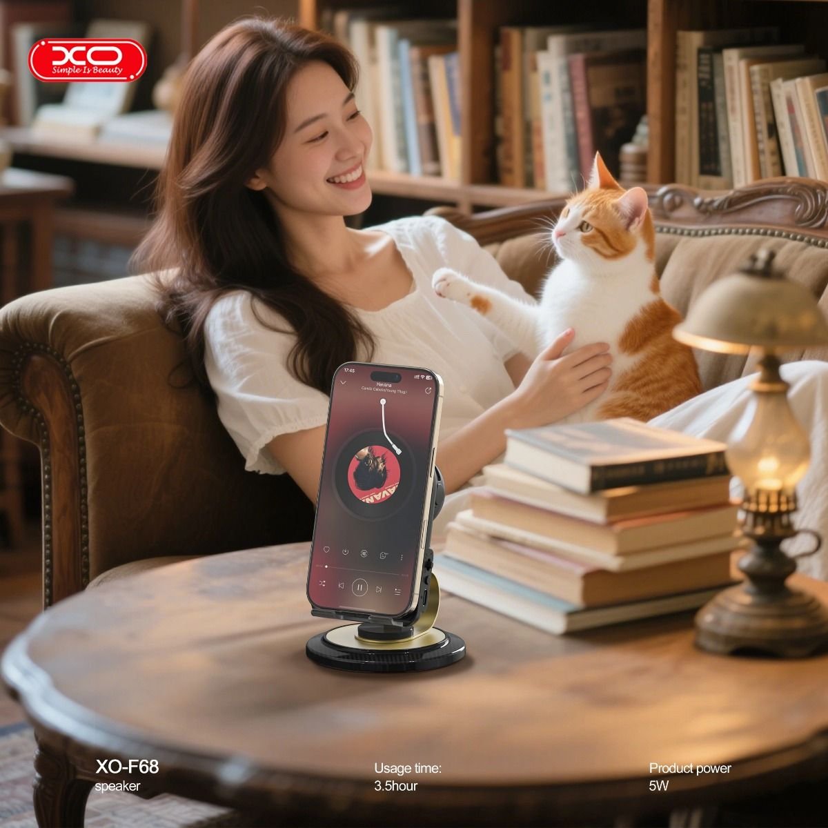 XO F68 Βάση Κινητού με Ηχείο Bluetooth & Επαγωγικό - Image 5