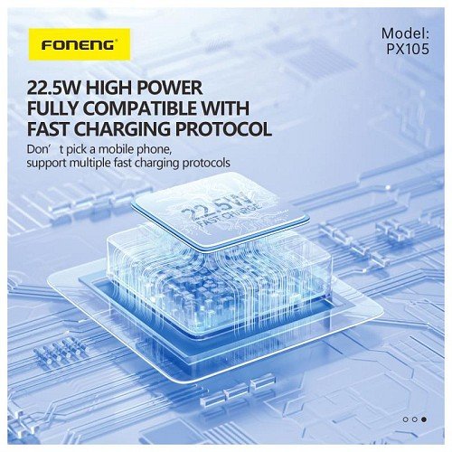 Φορτιστής Ανάγκης Foneng PX105 Mini 22.5W 10000mAh με 2 Ενσωματωμένα Καλώδια Μωβ - Image 4