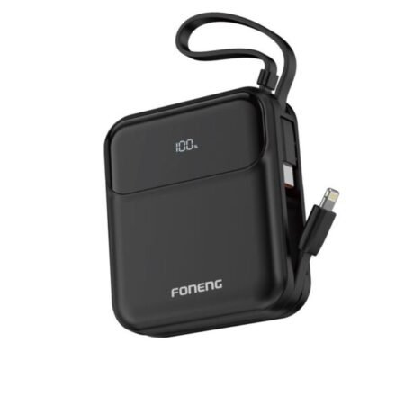 Φορτιστής Ανάγκης Foneng PX111 Mini PD 22.5W 10000mAh με 2 Ενσωματωμένα Καλώδια Μαύρο