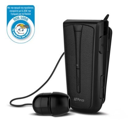 Στερεοφωνικό Ακουστικό Bluetooth iPro RH219s Retractable με Δόνηση Μαύρο