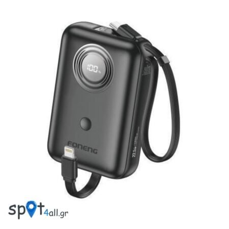 Φορτιστής Ανάγκης Foneng PX105 Mini 22.5W 10000mAh με 2 Ενσωματωμένα Καλώδια Μαύρο