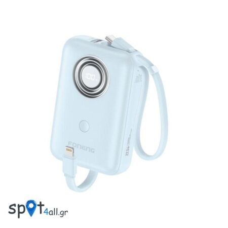 Φορτιστής Ανάγκης Foneng PX105 Mini 22.5W 10000mAh με 2 Ενσωματωμένα Καλώδια Μπλε