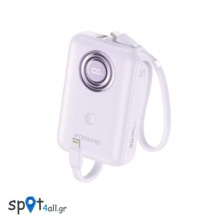 Φορτιστής Ανάγκης Foneng PX105 Mini 22.5W 10000mAh με 2 Ενσωματωμένα Καλώδια Μωβ