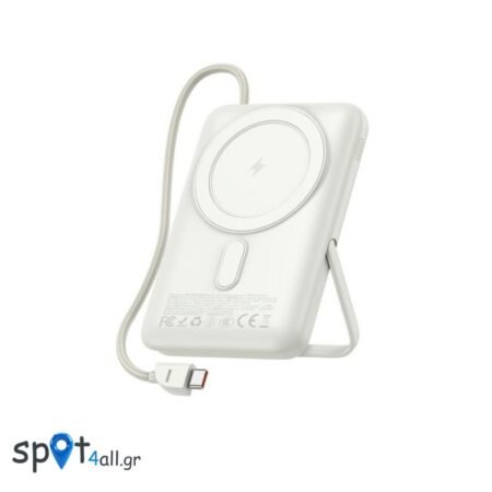 Φορτιστής Ανάγκης Foneng PX119 Magnetic Wireless 22.5W 10000mAh με Ενσωματωμένο Καλώδιο & Stand Ασημί