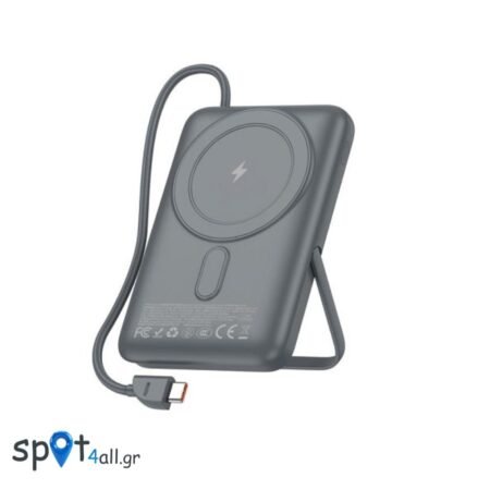 Φορτιστής Ανάγκης Foneng PX119 Magnetic Wireless 22.5W 10000mAh με Ενσωματωμένο Καλώδιο & Stand Σκούρο Γκρι