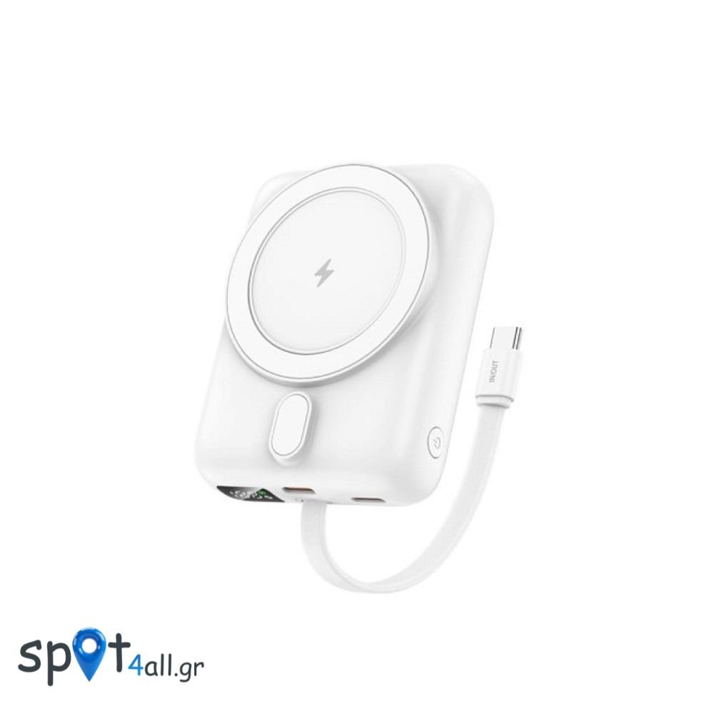 Φορτιστής Ανάγκης Foneng PX121 Magnetic Wireless 22.5W 10000mAh με Ενσωματωμένο Καλώδιο Ασημί