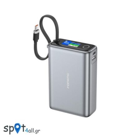 Φορτιστής Ανάγκης Foneng PX132 65W 20000mAh με 3 Θύρες & Έγχρωμη Οθόνη Σκούρο Γκρι