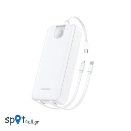 Φορτιστής Ανάγκης Foneng PX107 22.5W 20000mAh με 3 Ενσωματωμένα Καλώδια Λευκό