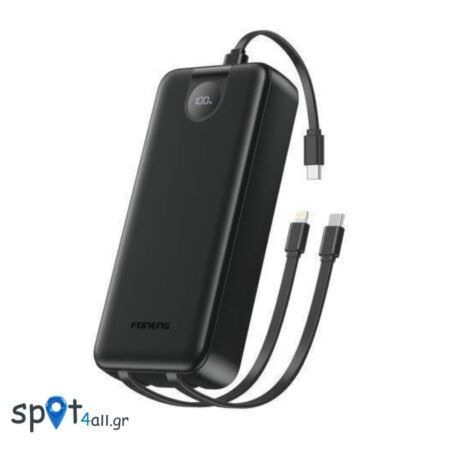 Φορτιστής Ανάγκης Foneng PX107 22.5W 20000mAh με 3 Ενσωματωμένα Καλώδια Μαύρο