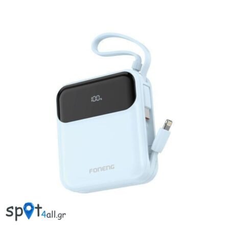 Φορτιστής Ανάγκης Foneng PX111 Mini PD 22.5W 10000mAh με 2 Ενσωματωμένα Καλώδια Μπλε