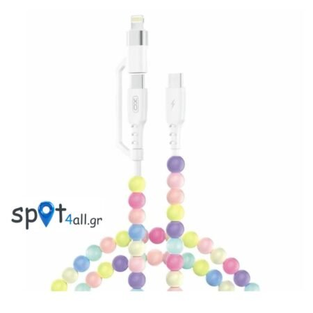 NB-Q301 Πολύχρωμο Καλώδιο με Χάντρες Type-C σε Type-C 60W & Lighting 27W 1m