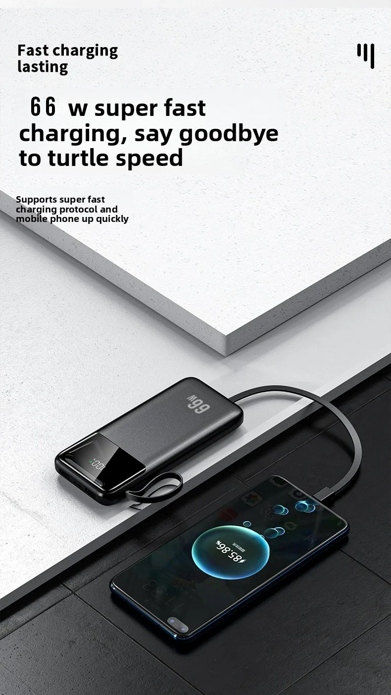 DX354 Power Bank 10000mAh 66W με 4 Ενσωματωμένα Καλώδια - Image 4