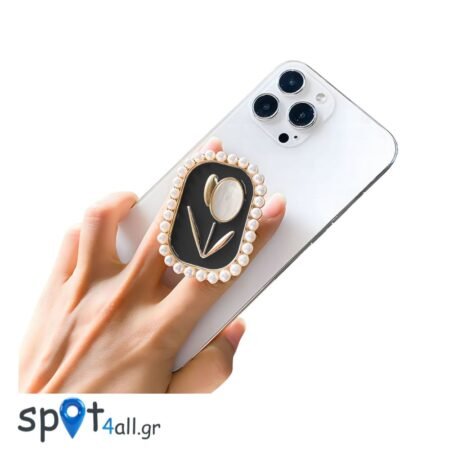 Mobile Pop Socket με Πέρλες Black