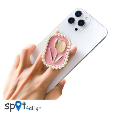 Mobile Pop Socket με Πέρλες Pink