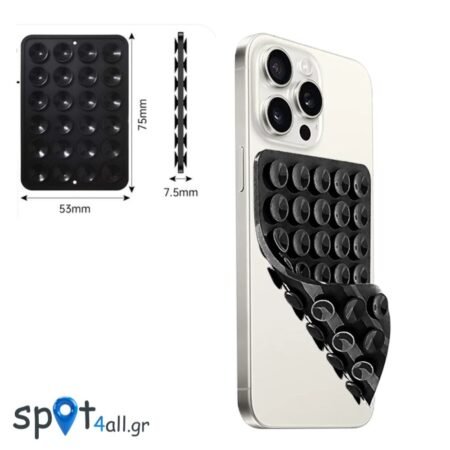 Βεντουζάκια Σιλικόνης Διπλής Όψης για Κινητό (Μαύρο Ορθογώνιο 5 × 7 cm ) WE5207