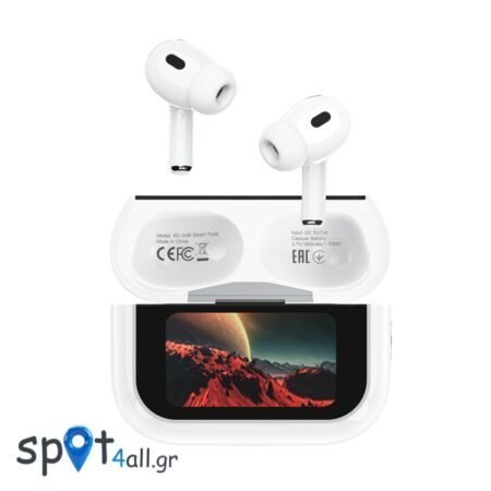 X48 Smart TWS Ακουστικά 5ης Γενιάς ANC με Οθόνη Λευκά