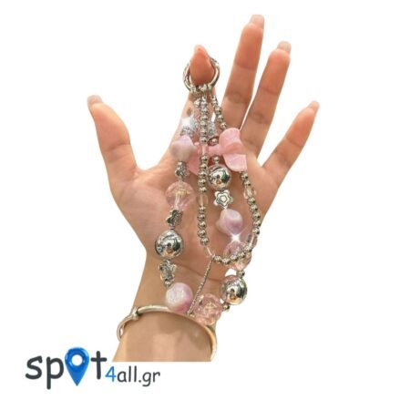 Strap Καρπού Κινητού με Χάντρες Ροζ