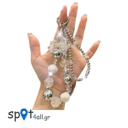 Strap Καρπού Κινητού με Χάντρες Λευκό