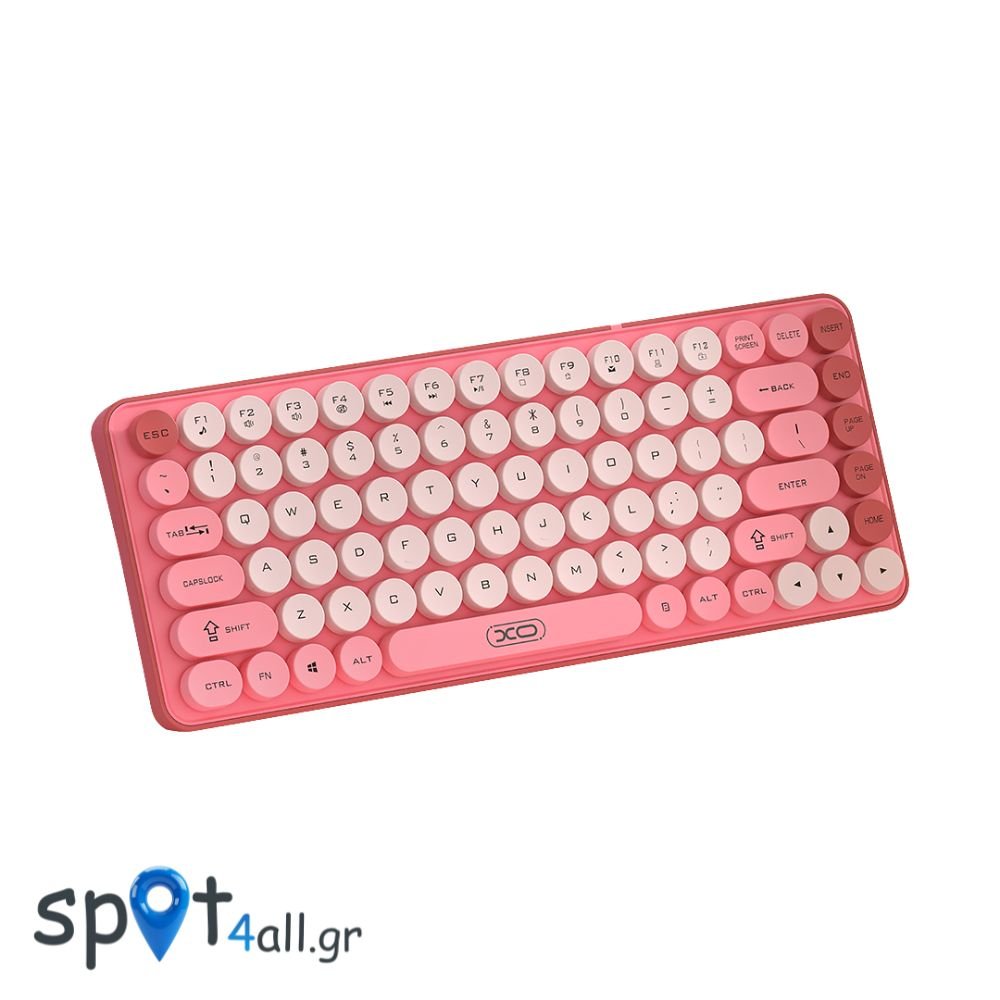 KB-12 Ασύρματο Πληκτρολόγιο Bluetooth Tri-Colour Ροζ