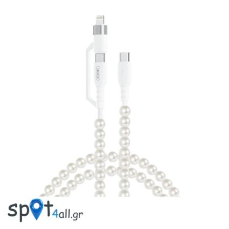 NB-Q310 Καλώδιο Φόρτισης & Μεταφοράς Δεδομένων με Πέρλες Type-C σε Type-C (60W) & Lighting (27W) 1m