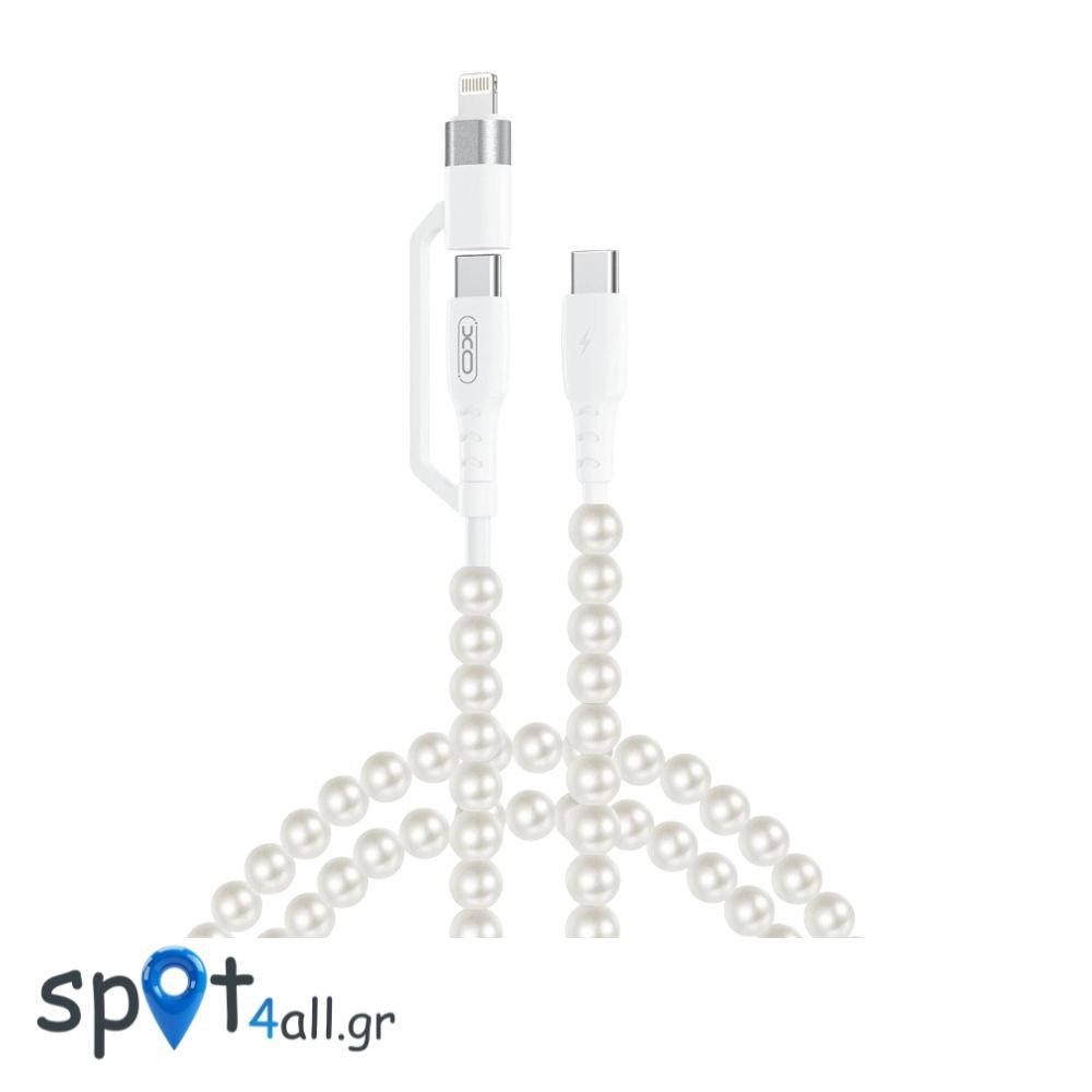 NB-Q310 Καλώδιο Φόρτισης & Μεταφοράς Δεδομένων με Πέρλες Type-C σε Type-C (60W) & Lighting (27W) 1m