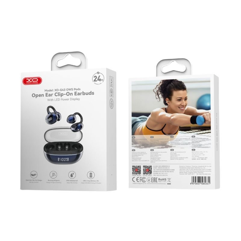 G43 Ακουστικά Bluetooth με Διαφανή Eπιμεταλλωμένο Σχεδιασμό OWS Μπλε - Image 3