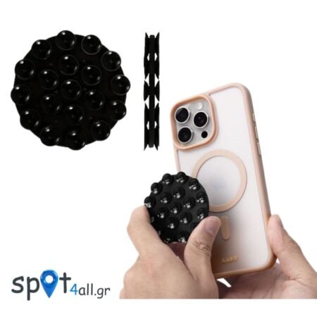 Βεντουζάκια Σιλικόνης Διπλής Όψης για Κινητό 7cm ( Μαύρο Στρογγυλλό) WE5206