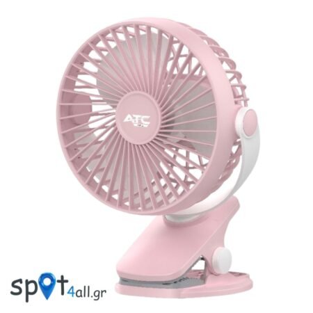 ATC DF-01 Μίνι Επαναφορτιζόμενος Ανεμιστήρας Γραφείου 5" με Κλιπ Ροζ