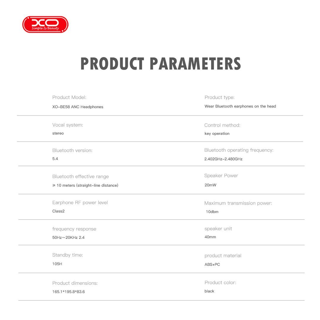 XO BE58 Ακουστικά Κεφαλής Lighty ANC - Image 2