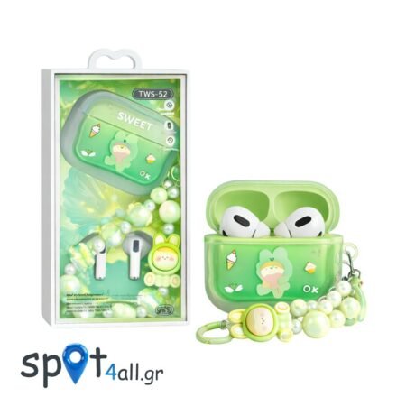 Bluetooth Ακουστικά TWS52 Sweet Edition με Θήκη & Διακοσμητικό Bracelet Πράσσινο