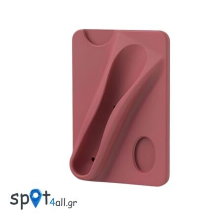 Αυτοκόλλητη Θήκη Κραγιόν & Κάρτας για Κινητό – Silicone Lip Holder 2in1( Dusty Pink)