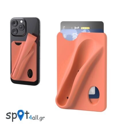 Αυτοκόλλητη Θήκη Κραγιόν & Κάρτας για Κινητό – Silicone Lip Holder 2in1 (Coral)