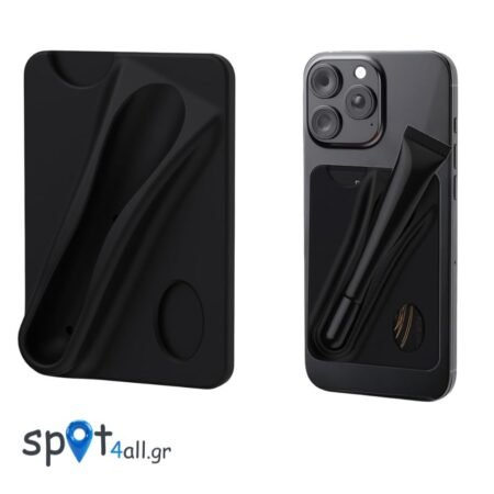 Αυτοκόλλητη Θήκη Κραγιόν & Κάρτας για Κινητό – Silicone Lip Holder 2in1 ( Black)