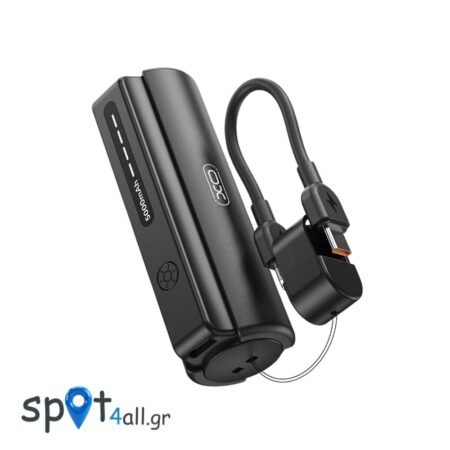 PR281 Mini Powerbank 5000mAh με Ενσωματωμένο Φακό και Καλώδιο Φόρτισης Type-C