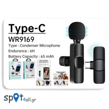 Ασύρματο Μικρόφωνο Πέτου Type-C WR9169 – Plug & Play