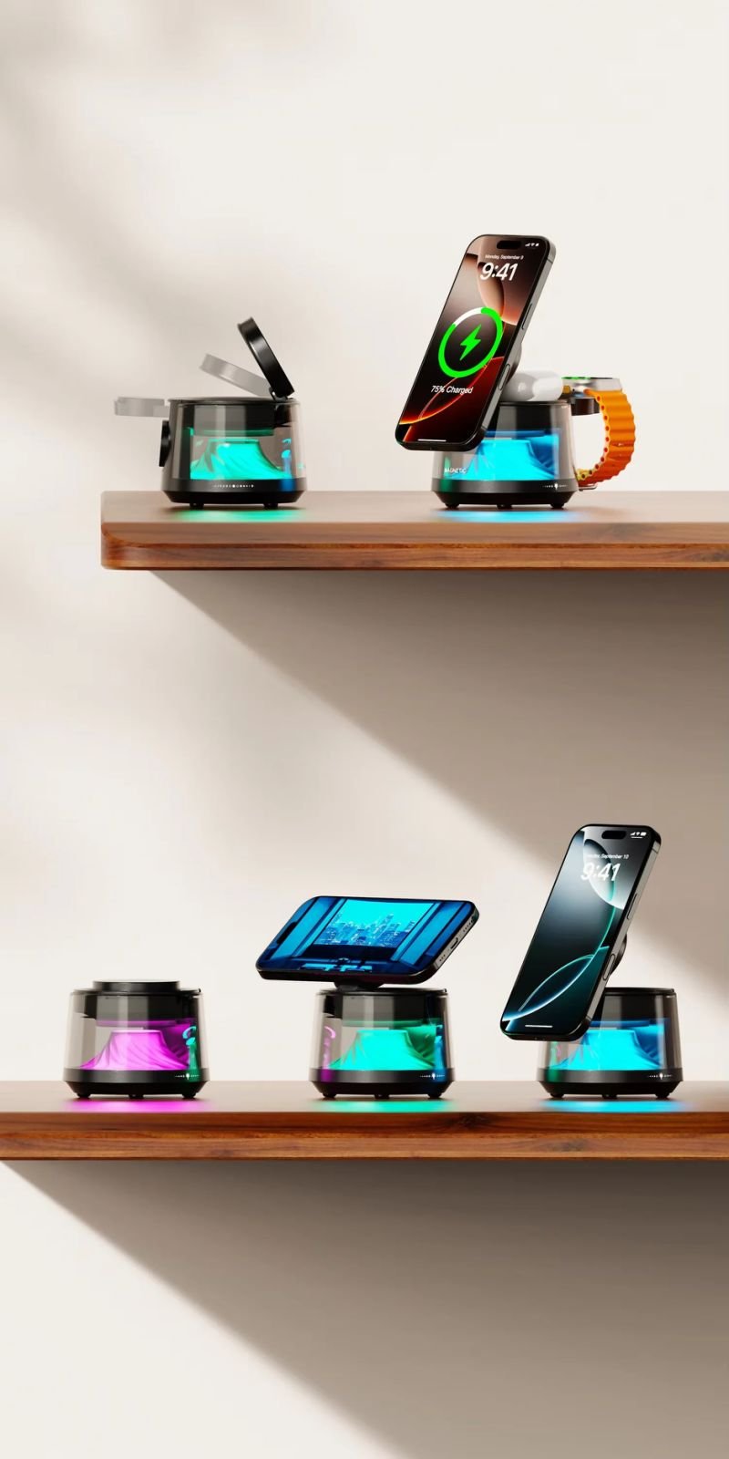 Y01 Σταθμός Ασύρματης Φόρτισης 15W & Bluetooth Ηχείο με RGB Φωτισμό Υ01 - Image 2