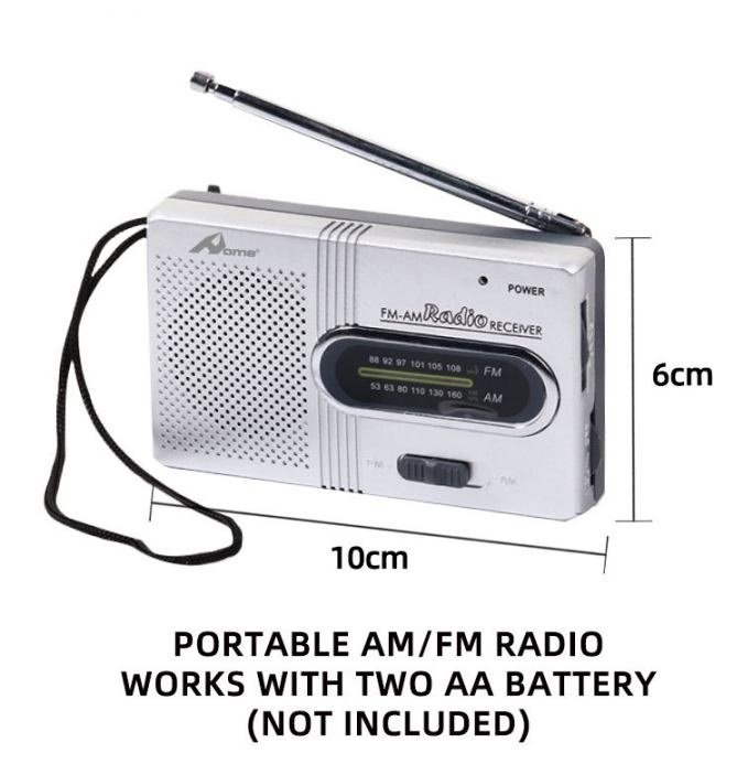 Φορητό Ρετρό Ραδιόφωνο AM/FM Aσημί - Image 2