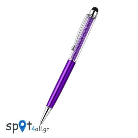 Στυλό Αφής (Stylus Pen) με Κρύσταλλα για Κινητά & Tablet Μωβ