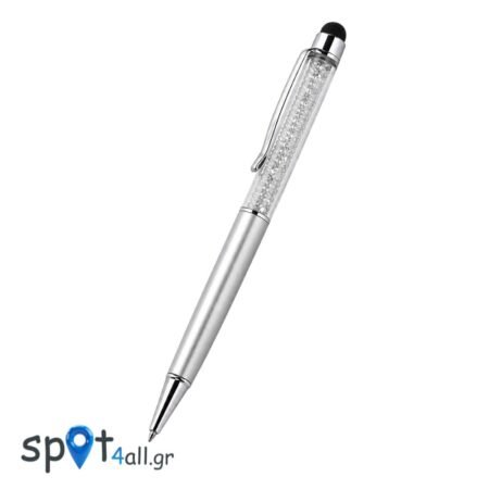 Στυλό Αφής (Stylus Pen) με Κρύσταλλα για Κινητά & Tablet Ασημί