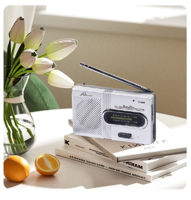 Φορητό Ρετρό Ραδιόφωνο AM/FM Aσημί - Image 3