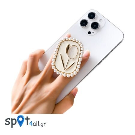 Mobile Pop Socket με Πέρλες Λευκό