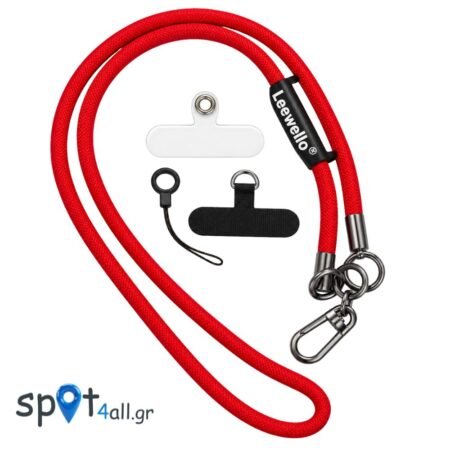 Strap Λαιμού 60cm για Κινητό με Μεταλλικό Γάντζο Κόκκινο