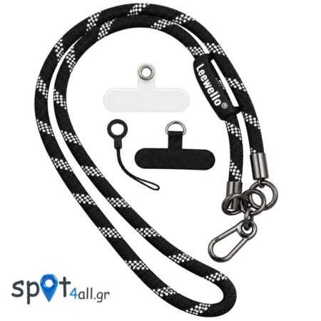 Strap Λαιμού 60cm για Κινητό με Μεταλλικό Γάντζο black-white