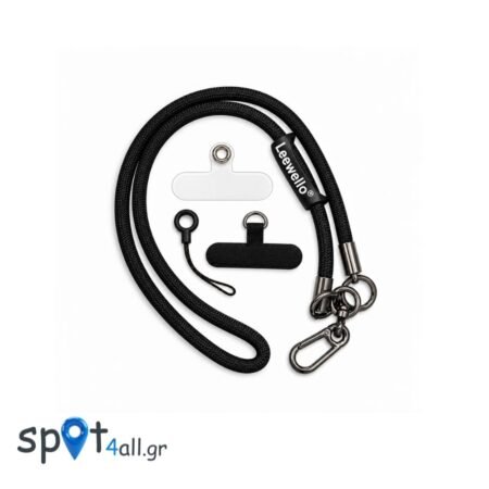 Strap Λαιμού 42.5cm για Κινητό με Μεταλλικό Γάντζο Μαύρο