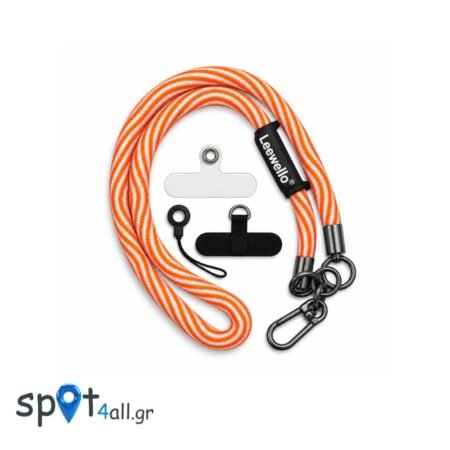 Strap Λαιμού 42.5cm για Κινητό με Μεταλλικό Γάντζο Πορτοκαλί - Λευκό