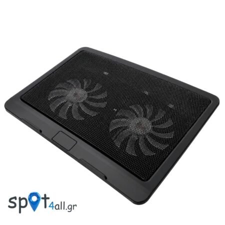N192 Βάση Ψύξης Laptop έως 17″ με 2 Ανεμιστήρες, USB & Αντιολισθητική Επιφάνεια – Μαύρη