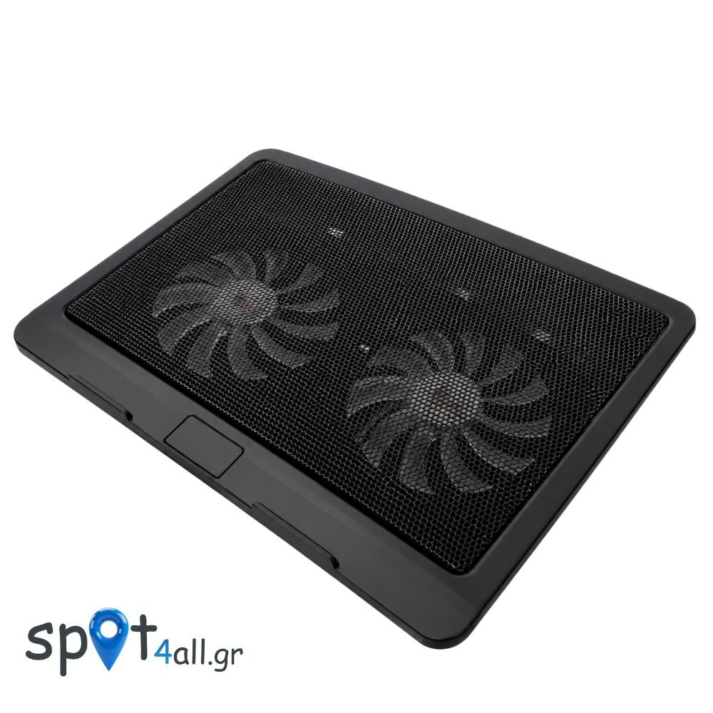 N192 Βάση Ψύξης Laptop έως 17″ με 2 Ανεμιστήρες, USB & Αντιολισθητική Επιφάνεια – Μαύρη